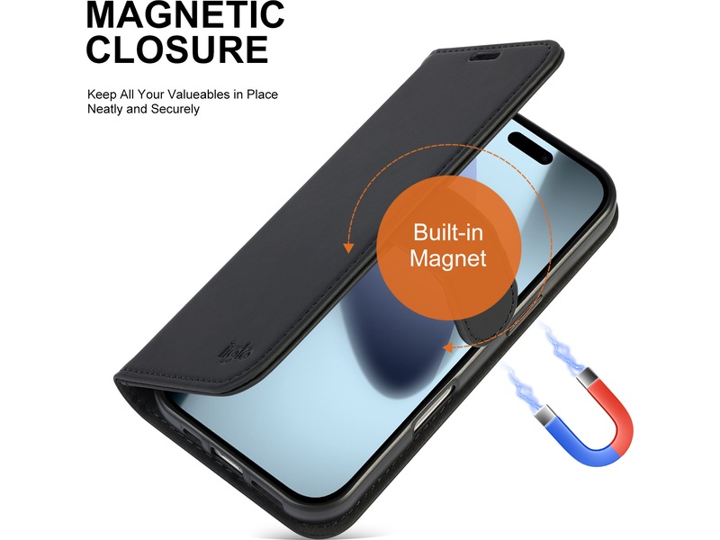 iiglo iPhone 17 Lommebokdeksel (sort) Mobildeksel