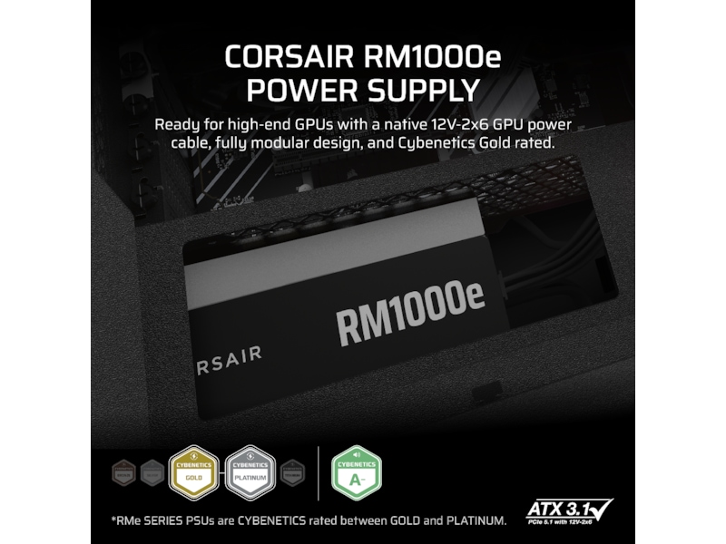 Corsair RMe Series RM1000e PSU (sort) -B-Grade Demo annet i datautstyr