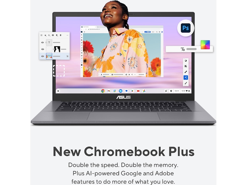 Asus Chromebook Plus CX34 14" FHD (hvit) -B-Grade Demo bærbar PC