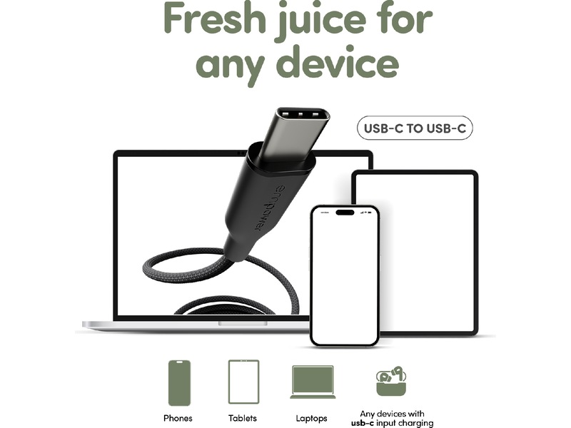 PanzerGlass Racing 60W USB-C kabel, 2m (sort) USB-kabler