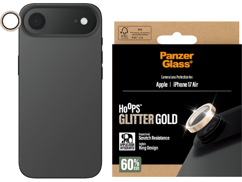 PanzerGlass iPhone Air Hoops Linsebeskytter (glitter gold) Skjermbeskytter
