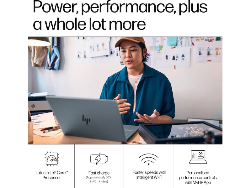 HP Pavilion Plus 14-ew1050no 14" 2,8K OLED (Moonlight Blue) -B-Grade Demo bærbar PC