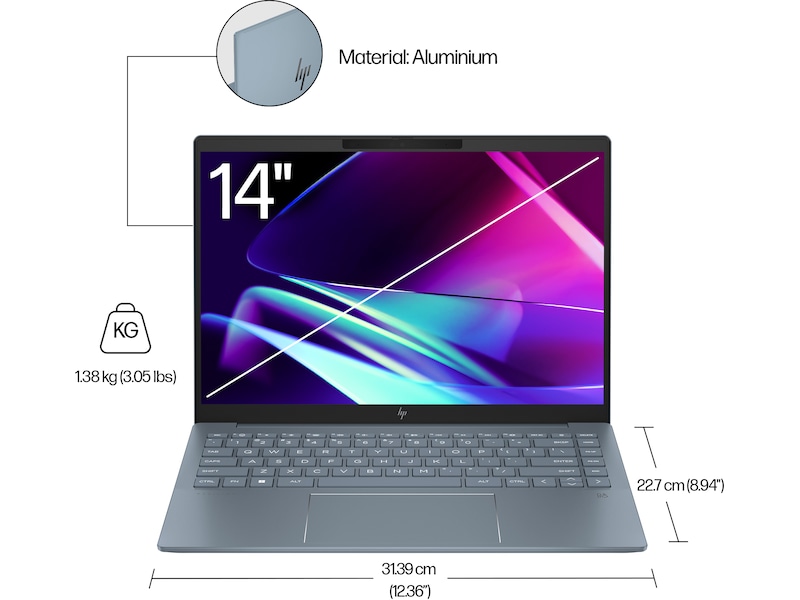 HP Pavilion Plus 14-ew1050no 14" 2,8K OLED (Moonlight Blue) -B-Grade Demo bærbar PC