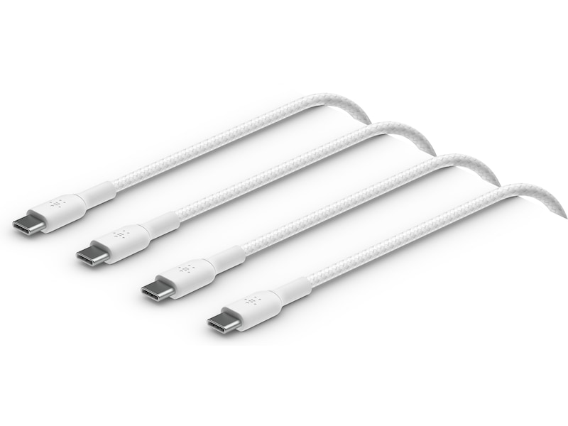 Belkin USB-C Flettet ladekabel 2m, 2-pack (hvit) USB-kabler
