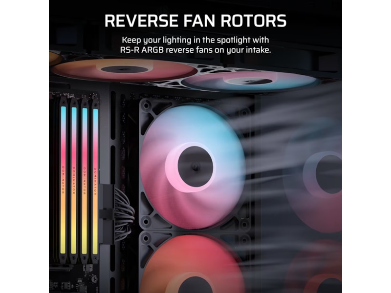 Corsair RS120-R ARGB PWM Reverse Vifte 3pk (sort) Vifter