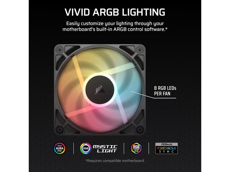 Corsair RS120-R ARGB PWM Reverse Vifte 3pk (sort) Vifter