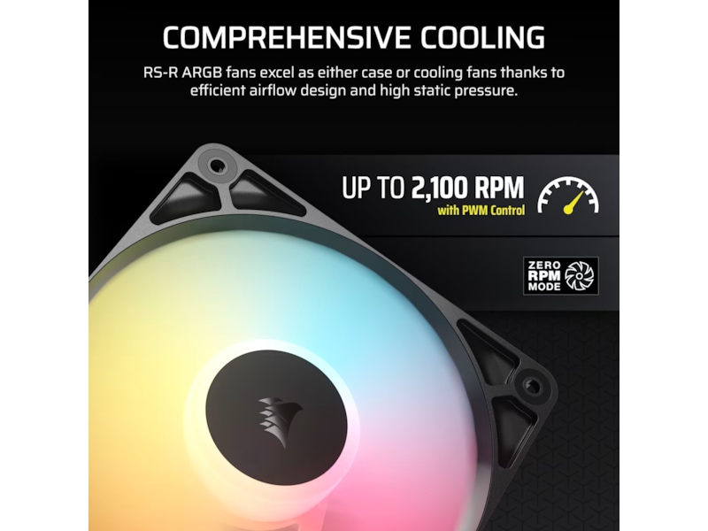 Corsair RS120-R ARGB PWM Reverse Vifte 3pk (sort) Vifter