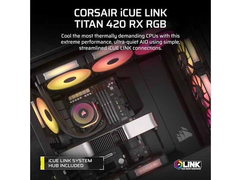 Corsair iCUE LINK TITAN 420 RX RGB AIO Kjøler (sort) CPU - Vannkjøling