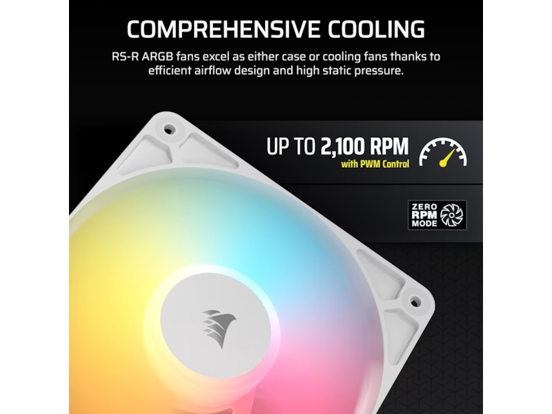 Corsair RS120-R ARGB PWM Reverse Vifte 3pk (hvit) Vifter