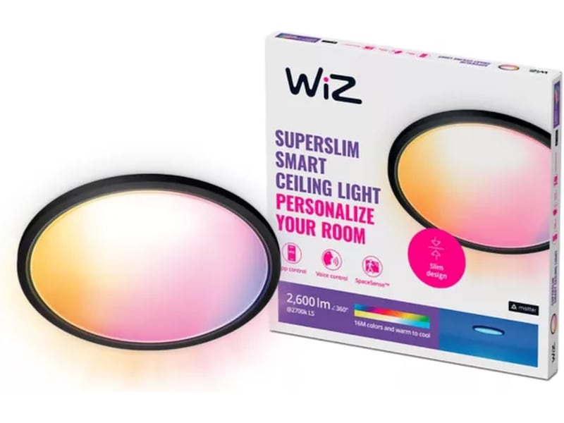 WiZ SuperSlim RGB Taklampe 22W (sort) Taklampe