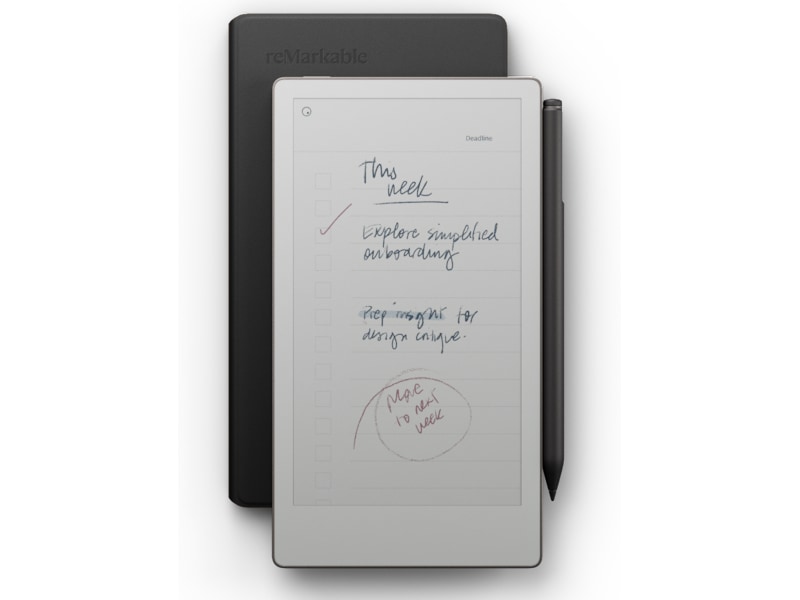 reMarkable Paper Pro Move 7.3" inkl. Marker Plus & Book Folio (sort skinn) Digitale notatblokker & tilbehør