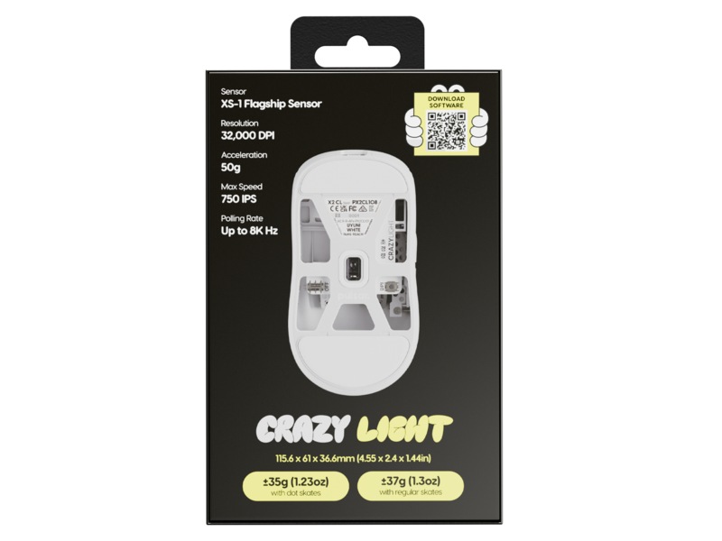 Pulsar X2 CrazyLight Trådløs Gamingmus (Uyuni White) -B-Grade Demo mus