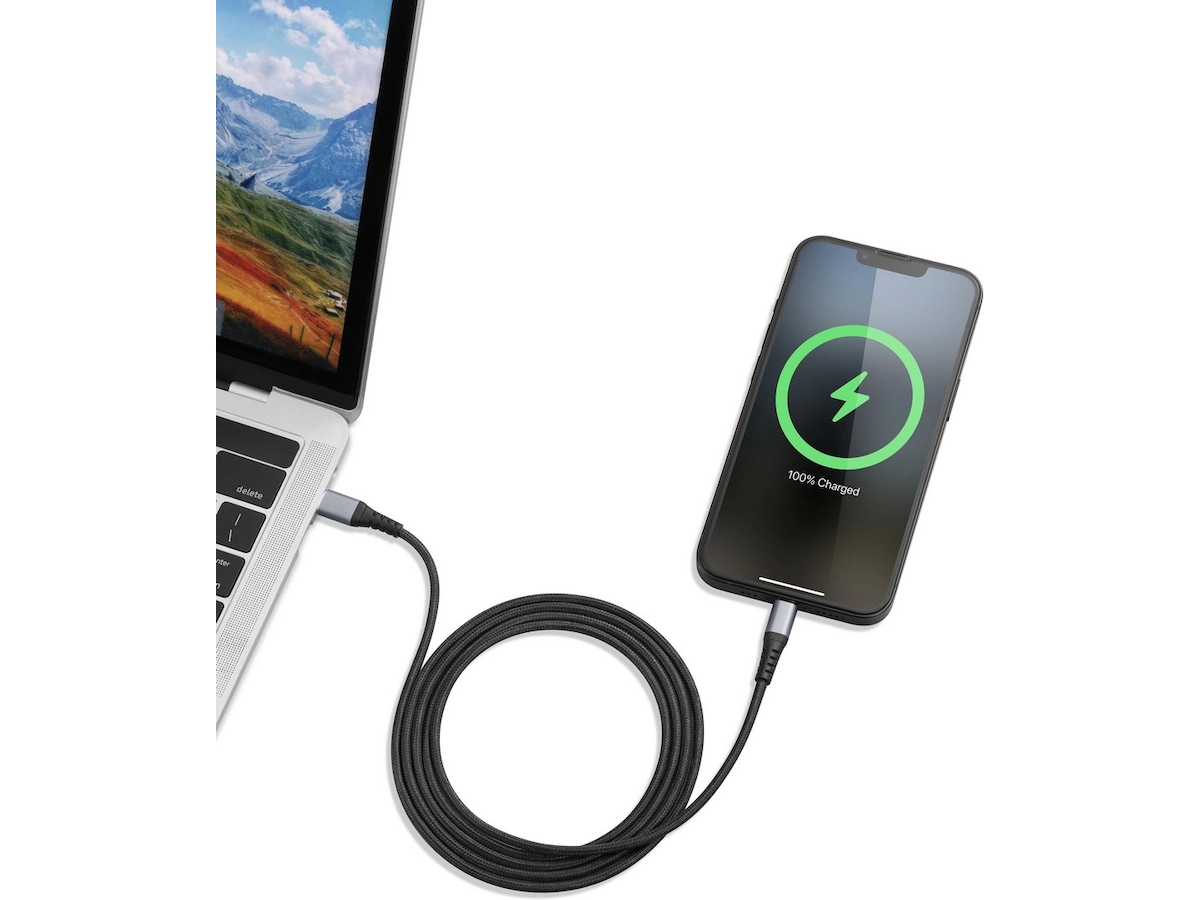 Andersson Flettet USB-C til Lightning kabel 1,5m (sort) USB-kabler