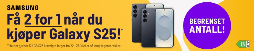 2 for 1 på Galaxy S25! Begrenset antall!