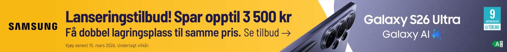 Galaxy S26 Ultra - tek.no 9/0