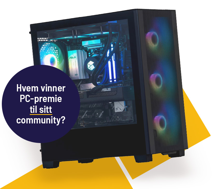 Bilde av Komplett-PC som vinneren skal dele ut til sitt community!