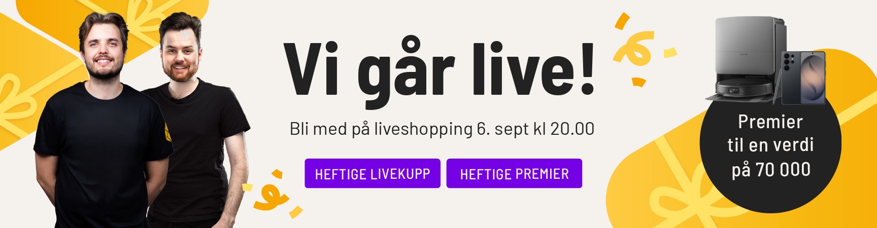 Live Shopping søndag 6. september kl. 20:00