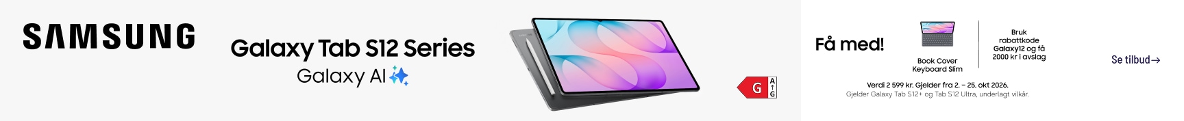 Få 2000kr rabatt på nye S12+ eller S12 ultra med koden Galaxy12
