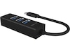 ICY BOX Type-C® til 4-ports USB 3.0 Type-A Hub, aluminiumsdeksel Dockingstasjon & USB-HUB