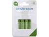 Andersson oppladbare AA batteri, 4-pk Batterier til generell bruk