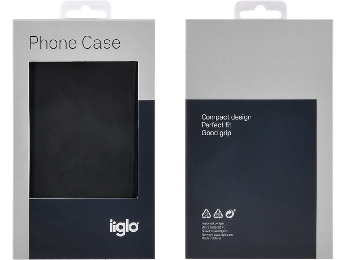 iiglo iPhone 12 / 12 Pro Lommebokdeksel (sort) Mobildeksel