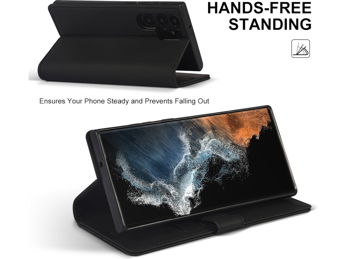 iiglo Galaxy S23 Ultra Lommebokdeksel (sort) Mobildeksel