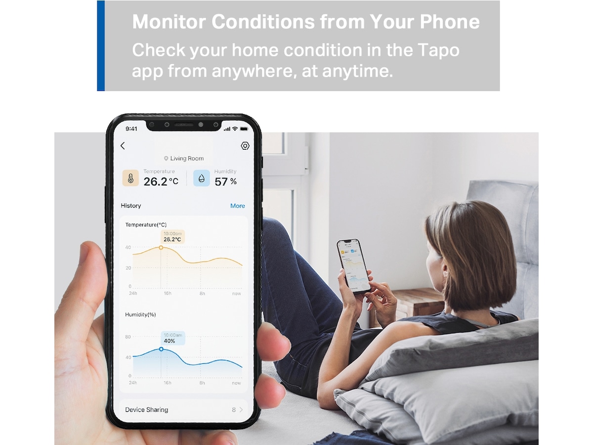 Tapo T310 V1.2 Smart temperatur- og fuktighetsmåler Sensorer