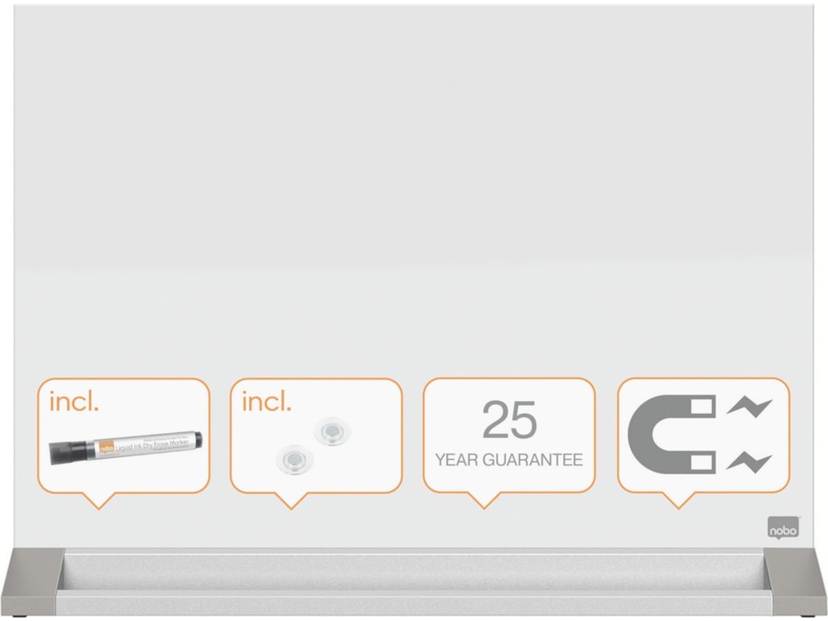 Nobo tosidig skrivebordstavle i glass - 60x45 cm Tilbehør til arbeidssteder og avlukker