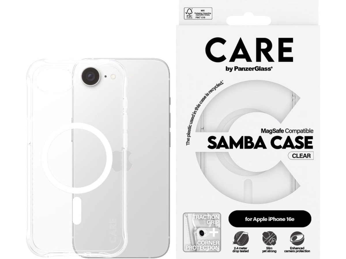 PanzerGlass CARE iPhone 16e Fashion MagSafe deksel (gjennomsiktig/hvit) Mobildeksel