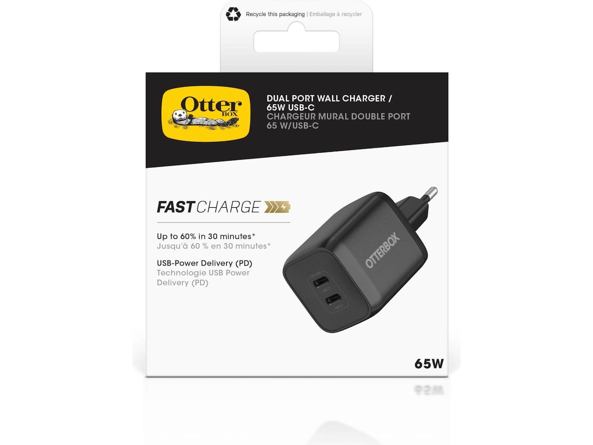 OtterBox GaN USB-C 65W Vegglader (sort) Mobilladere