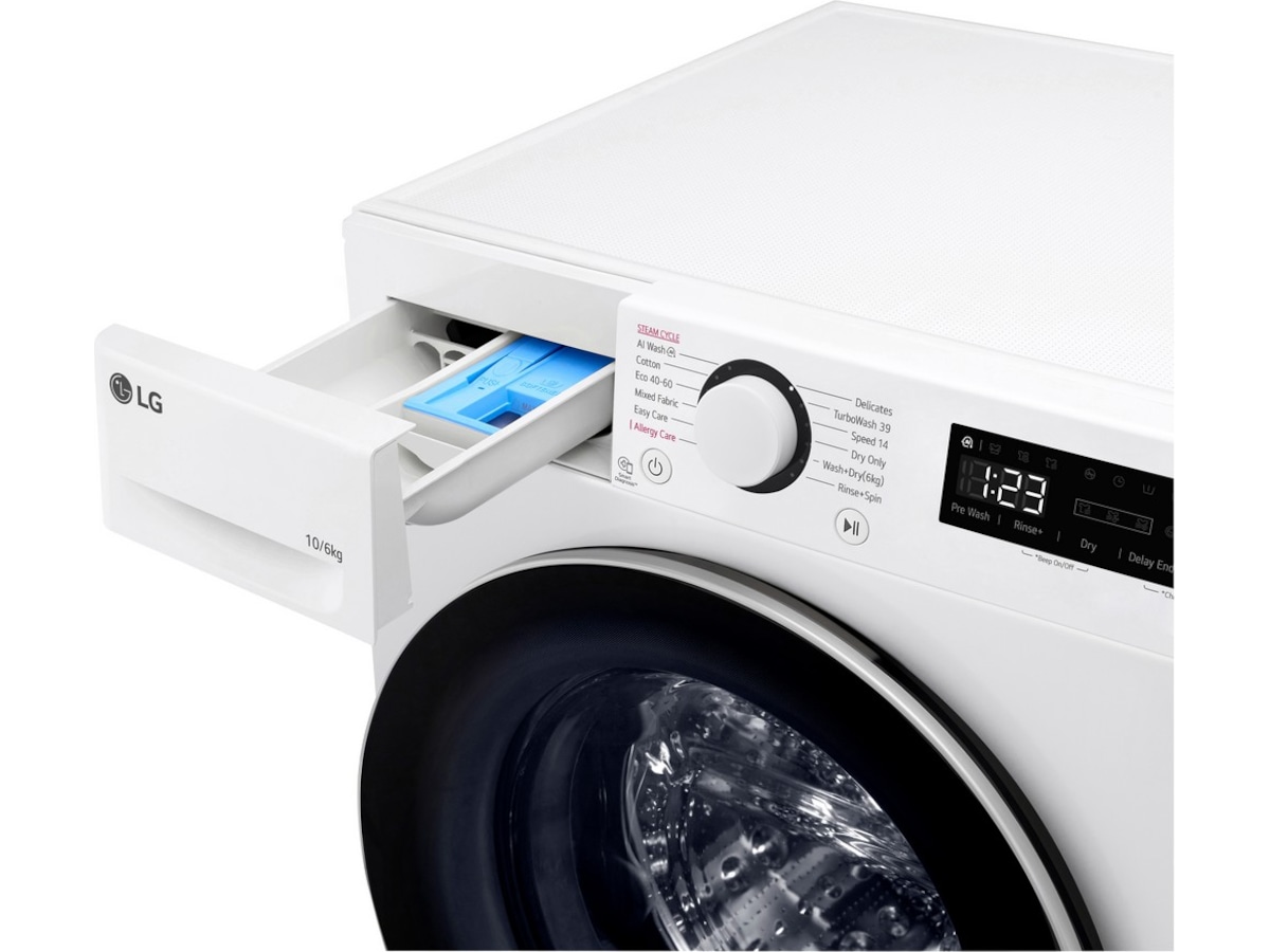 LG F4Y5RRP1WY Vask/Tørk (hvit) Kombinert vaskemaskin og tørketrommel