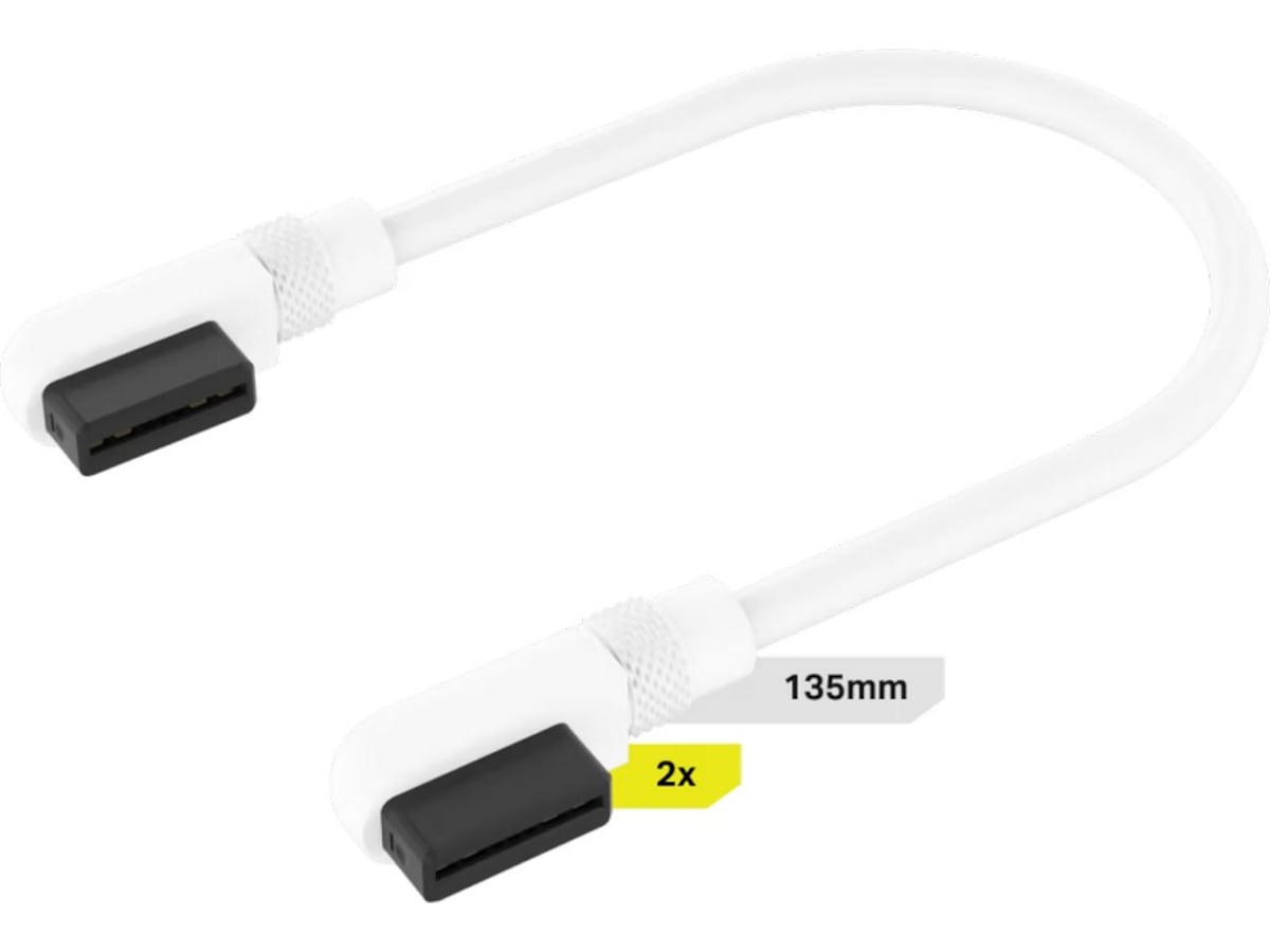 Corsair iCUE Link Kabel 2x 135mm /m Slim 90° (hvit) Tilbehør