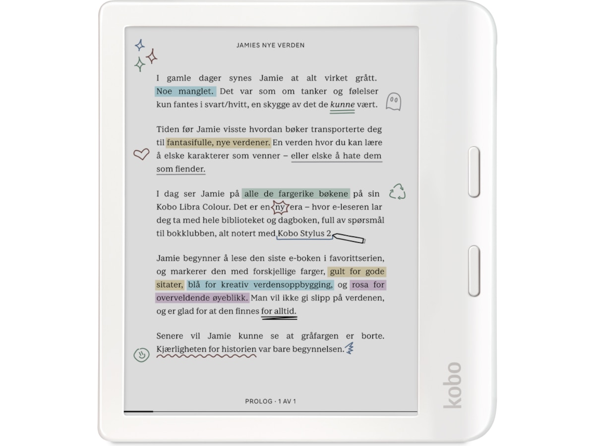 Kobo Libra Colour 7" 32GB (hvit) Lesebrett