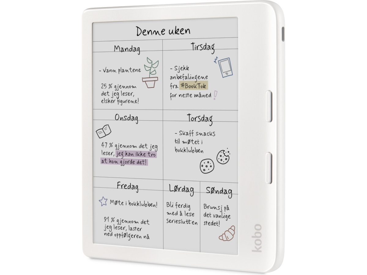 Kobo Libra Colour 7" 32GB (hvit) Lesebrett