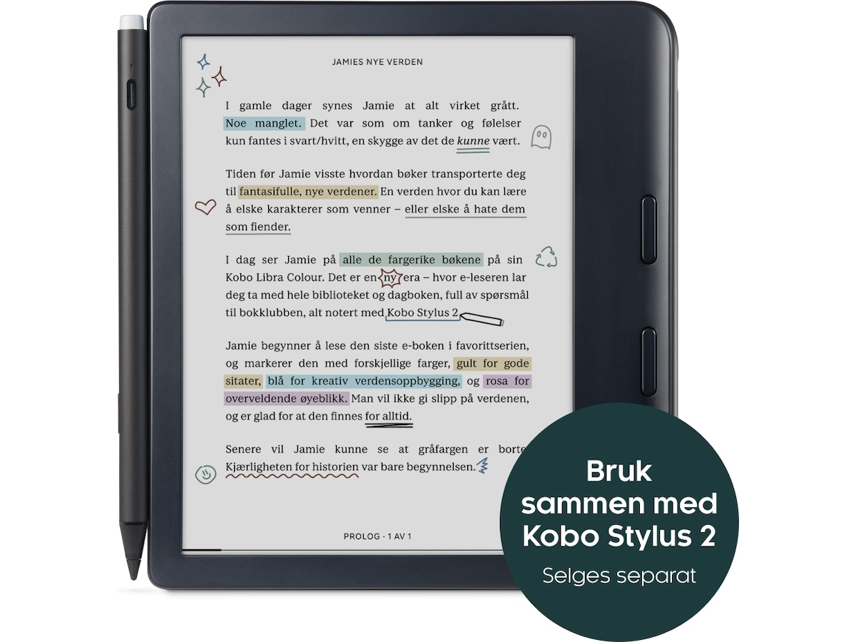 Kobo Libra Colour 7" 32GB (hvit) Lesebrett