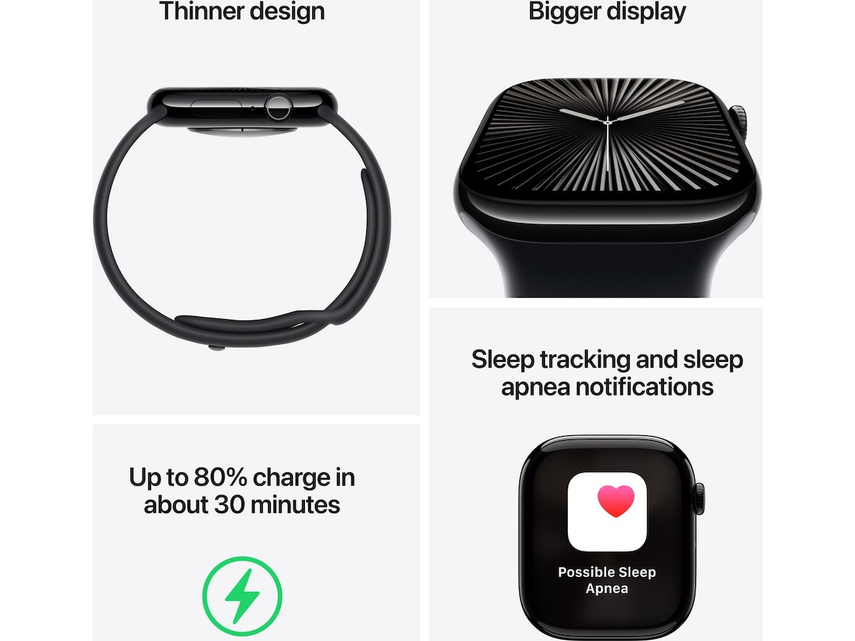Apple Watch Series 10 GPS 42mm Aluminium (gagatsvart) Smartklokker