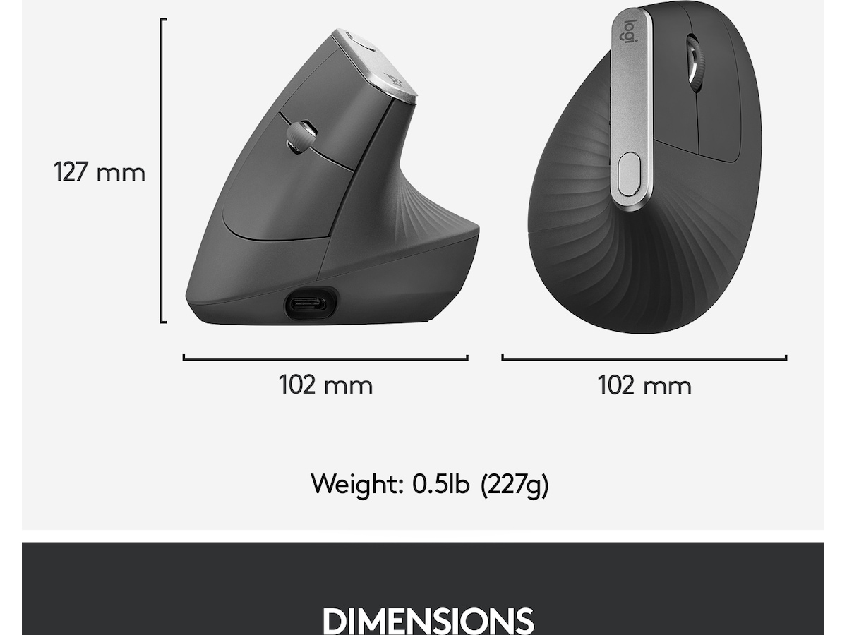 Logitech MX Vertical Trådløs BluetoothMus Ergonomi