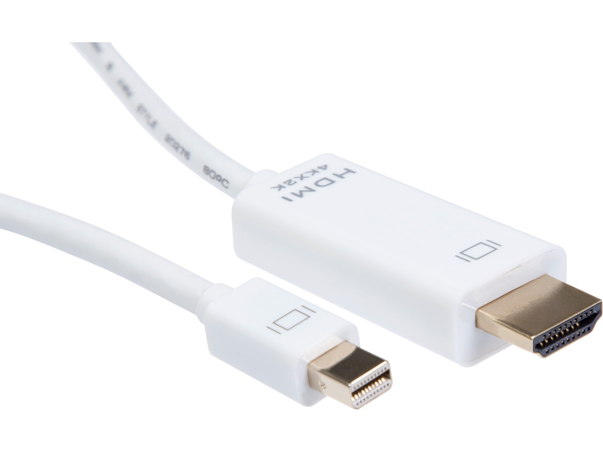 Mini DP til HDMI kabel 3m (hvit) Monitorkabler