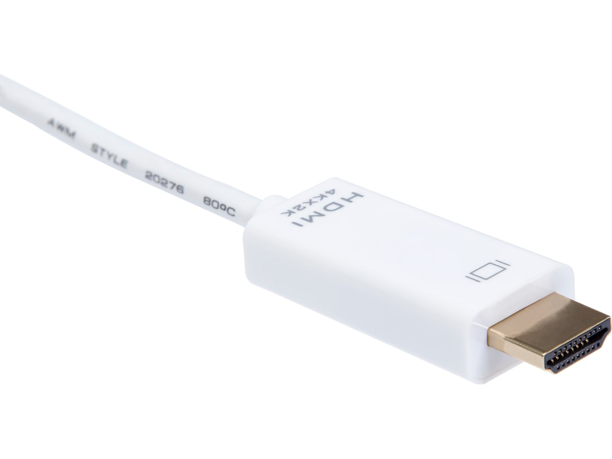 Mini DP til HDMI kabel hvit 5m Monitorkabler