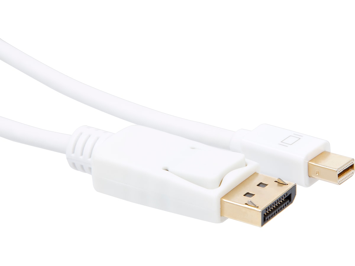 MiniDP til Displayport kabel 1m (hvit) Monitorkabler