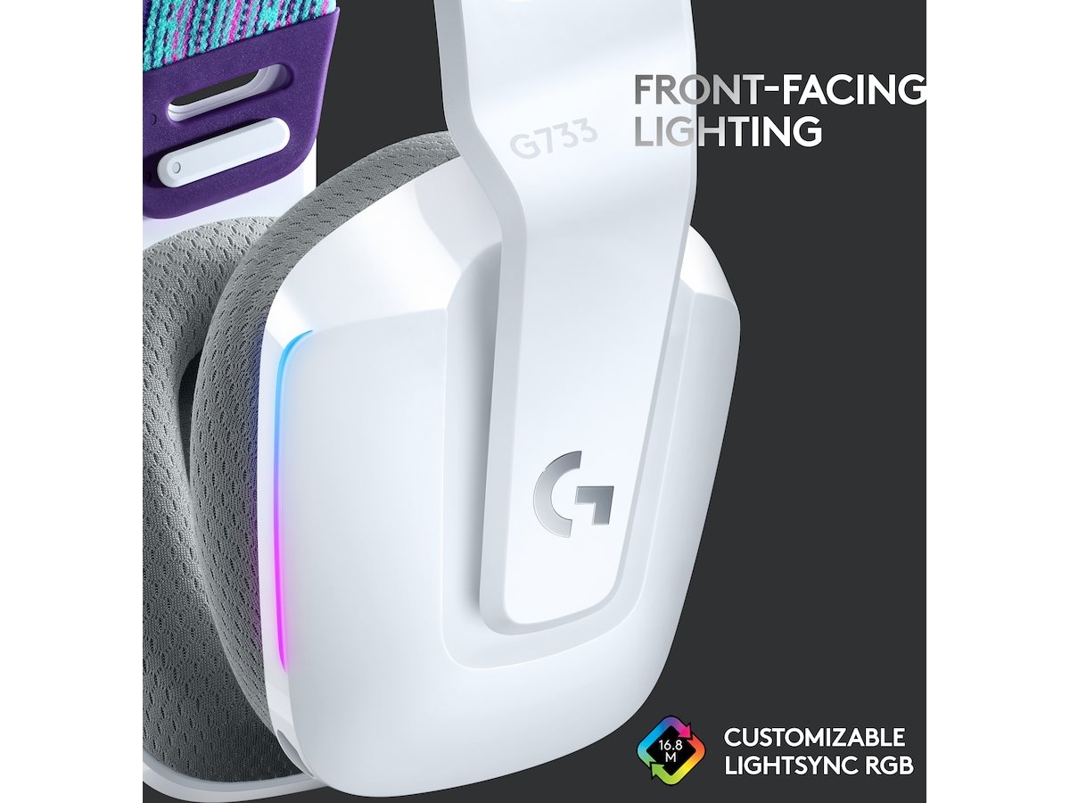 Logitech G733 LIGHTSPEED Trådløst Gaming Headset (hvit). Gamingheadset