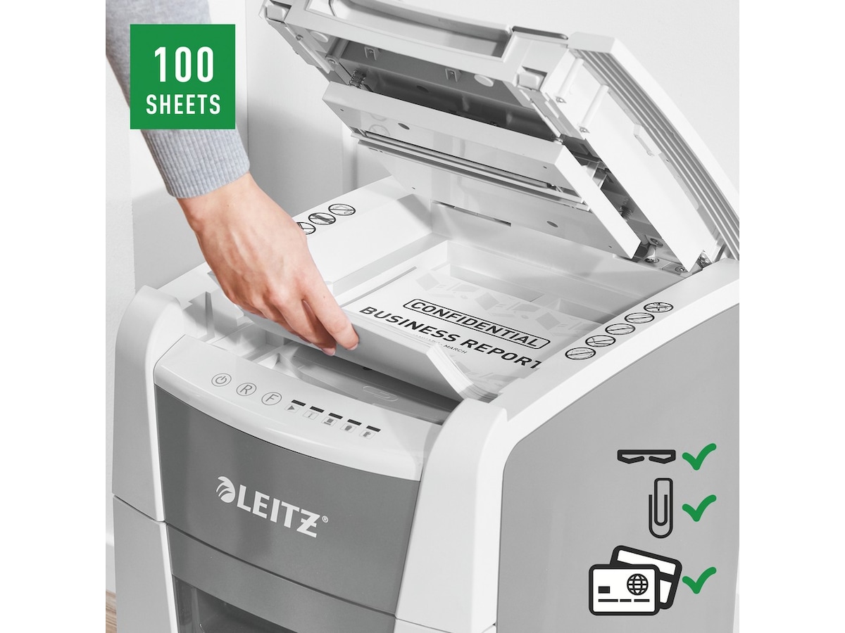 Leitz Makuleringsmaskin IQ Autofeed  Small Office 100, krysskutt P4 Makuleringsmaskiner