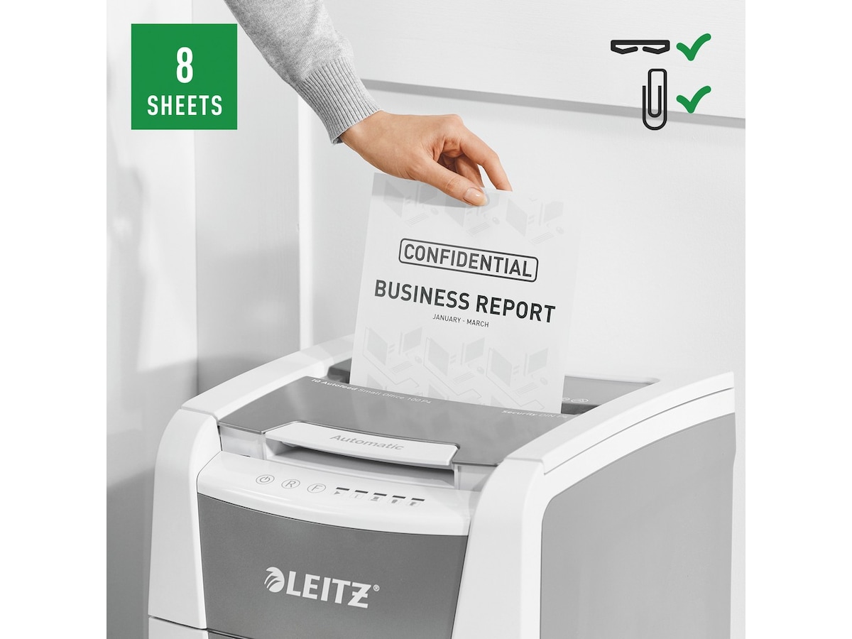 Leitz Makuleringsmaskin IQ Autofeed  Small Office 100, krysskutt P4 Makuleringsmaskiner