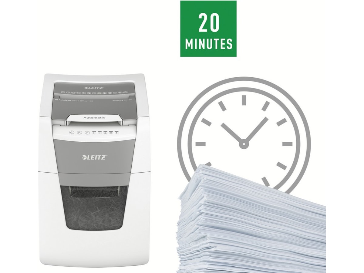 Leitz Makuleringsmaskin IQ Autofeed  Small Office 100, krysskutt P4 Makuleringsmaskiner