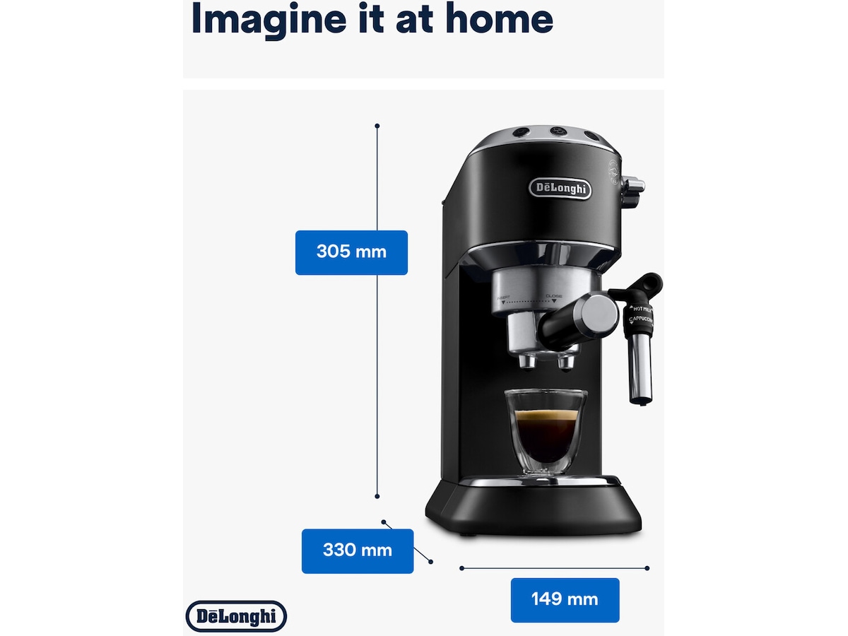 DeLonghi Dedica Style EC685.BK Manuell espressomaskin (sort) -B-Grade Demo hjem & fritid