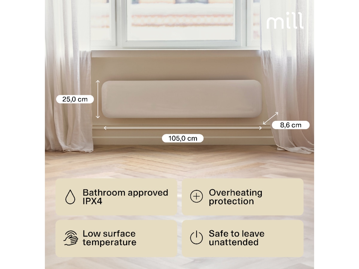 Mill Invisible panelovn 850W (hvit) Panelovner
