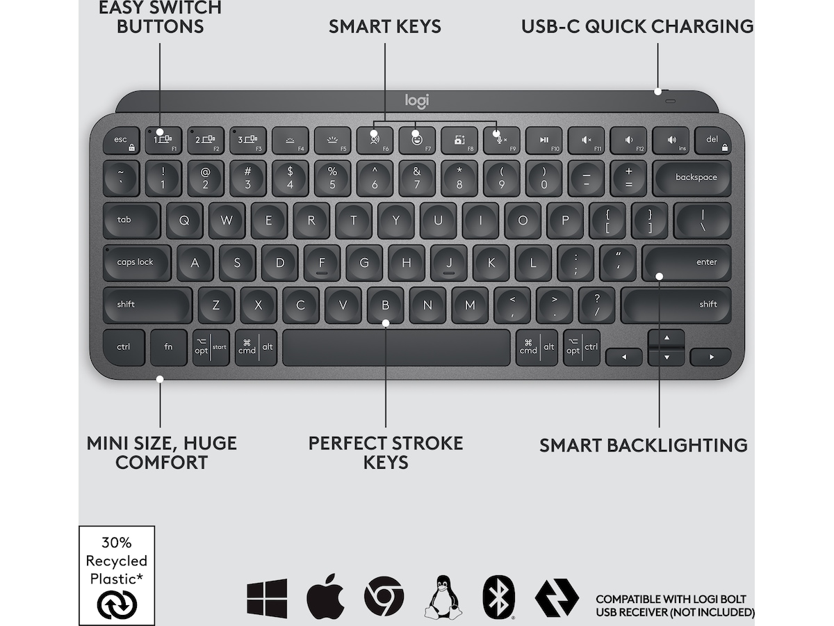 Logitech MX Keys Mini - GRAPHITE Tastatur
