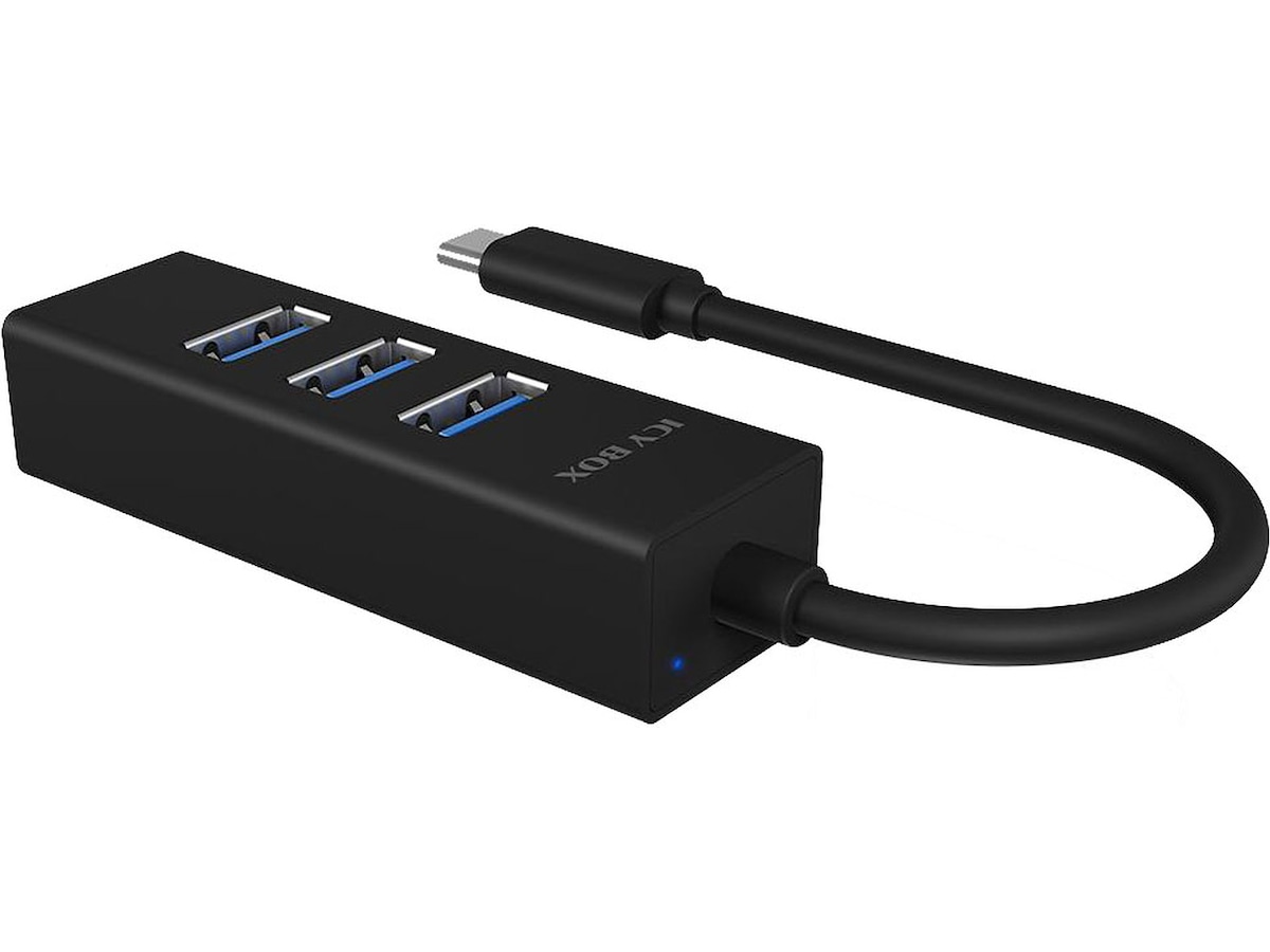 ICY BOX Type-C® til 4-ports USB 3.0 Type-A Hub, aluminiumsdeksel Dockingstasjon & USB-HUB