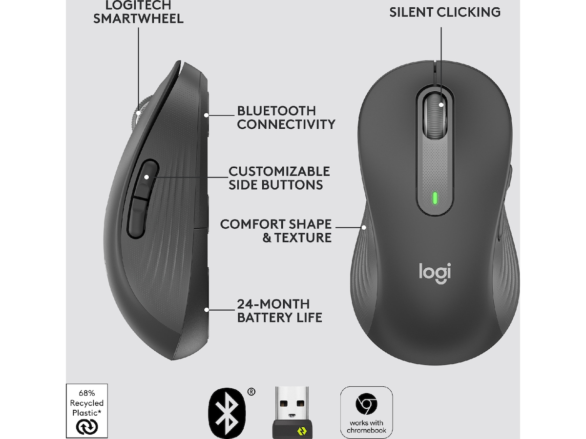 Logitech Signature M650 Large trådløs mus (grafittgrå) Mus