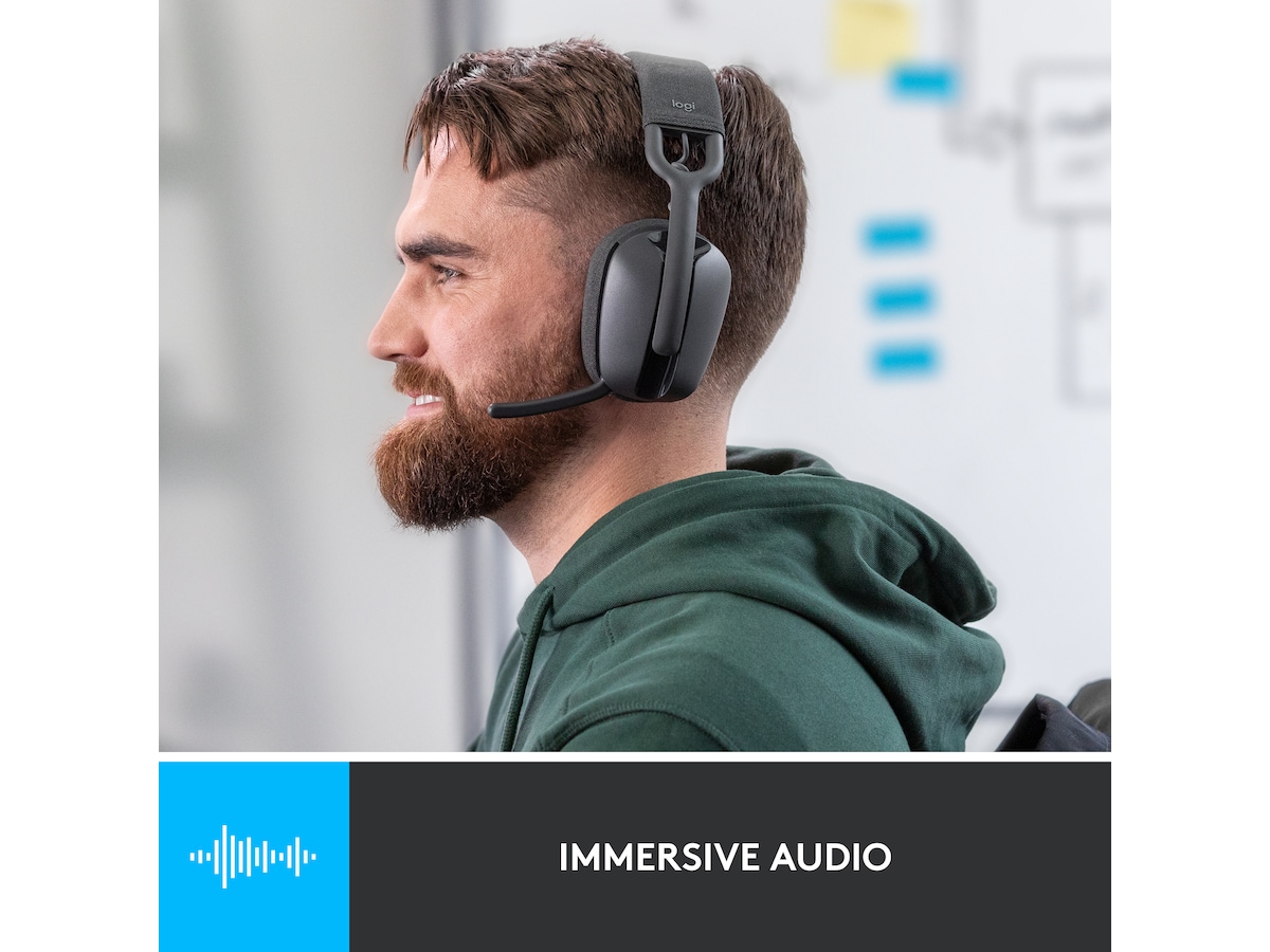 Logitech Zone Vibe 100 trådløst headset (grafittgrå) Hodetelefoner
